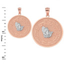 Solid Two Tone Rose Gold Serenity Praying Hands The Lord's Prayer Reversible Pendant Necklace