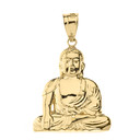 Solid Yellow Gold Zen Buddhist Meditation Buddha Pendant Necklace