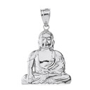 Sterling Silver Zen Buddhist Meditation Buddha M/L Pendant Necklace