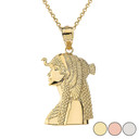 Cleopatra Egyptian Queen Pendant Necklace in Gold (Yellow/Rose/White)