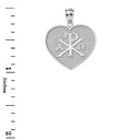 Solid White Gold Christian Symbol Chi Rho Heart Pendant Necklace