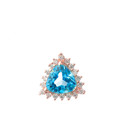Chic Diamond & Trillion Cut Blue Topaz Pendant Necklace in  14K Rose Gold