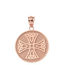 Infinity Knot Celtic Cross Disc Pendant Necklace in Gold (Yellow/Rose/White)