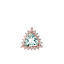 Chic Diamond & Trillion Cut Genuine Aquamarine Pendant Necklace  in 14K Rose Gold