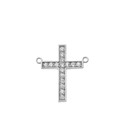 Chic CZ Cross Necklace in 14K White Gold