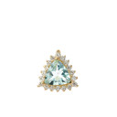 Chic CZ & Trillion Cut Genuine Aquamarine Pendant Necklace  in 14K Yellow Gold