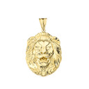 Gold Bold Lion Statement Pendant Necklace (Large) (Available in Yellow/Rose/White Gold)