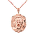 Gold Bold Lion Statement Pendant Necklace (Large) (Available in Yellow/Rose/White Gold)