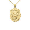 Bold Lion Statement Pendant Necklace in Yellow Gold (Medium)