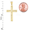 Mod-Chic CZ Cross Pendant Necklace in Gold (Yellow/Rose/White)