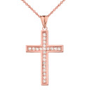 Mod-Chic Diamond Cross Pendant Necklace in Rose Gold