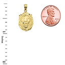 Bold Lion Statement Pendant Necklace (0.97") in Yellow Gold