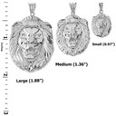 Bold Lion Statement Pendant Necklace (0.97") in White Gold