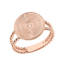 Solid Rose Gold Chartres Prayer and Mediation Labyrinth Twisted Band Ring