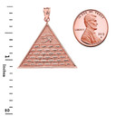 Rose Gold Egyptian Eye of Ra/Providence Wedjat Pyramid Pendant with measurements