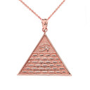 Rose Gold Egyptian Eye of Ra/Providence Wedjat Pyramid Pendant Necklace