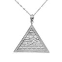 White Gold Egyptian Eye of Horus/Providence Wadjat Pyramid Pendant