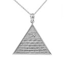 .925 Sterling Silver Egyptian Eye of Ra/Providence Wedjat Pyramid Pendant Necklace