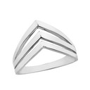 Solid White Gold 3-Row Chevron Band V Ring