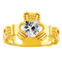 Claddagh Trinity Band Ring with April Birthstone.  Available in 14k and 10k Gold.