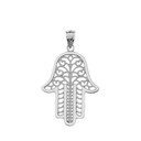 Filigree Hamsa Pendant Necklace in Sterling Silver