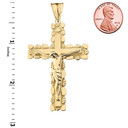 Crucifix Nugget Cross Pendant Necklace in Gold (Yellow/Rose/White)