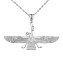 .925 Sterling Silver Faravahar Pendant Necklace