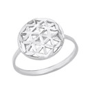 Sterling Silver Sparkle Cut Flower of Life Disc Ring