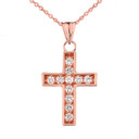 Dainty-Chic Diamond Cross Pendant Necklace in Gold (Yellow/Rose/White)