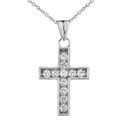 Dainty-Chic CZ Cross Pendant Necklace in Sterling Silver