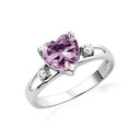 Sterling Silver Personalized Birthstone Heart Proposal/Promise Ring
