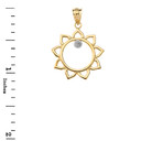 Yellow Gold Diamond Celestial Sun Pendant measurement