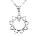 White Gold Diamond Celestial Sun Pendant Necklace