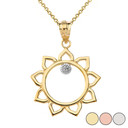Gold Diamond Celestial Sun Pendant Necklace