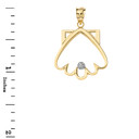 Clamshell Outline Solitaire Pendant Necklace in Gold (Yellow/Rose/White)