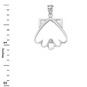 Sterling Silver Clamshell Outline CZ Pendant Necklace