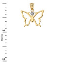 Solid Gold Butterfly Outline Solitaire Pendant Necklace (Available in Yellow/Rose/White Gold)