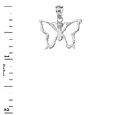 Solid Gold Butterfly Outline Solitaire Pendant Necklace (Available in Yellow/Rose/White Gold)