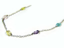 Gemstone Necklaces - Seduction Simulated Mixed Colored Quartz Long Necklace in Sterling Silver 40 Inch