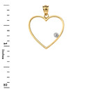 Heart Outline Solitaire Pendant Necklace in Gold (Yellow/Rose/White)