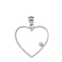 Heart Outline Solitaire Pendant Necklace in Gold (Yellow/Rose/White)