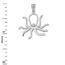 Solid White Gold Octopus Outline Solitaire Pendant Necklace