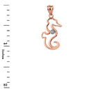 Solid Rose Gold Seahorse Outline Solitaire Pendant Necklace