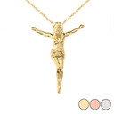 Jesus Body Crucifix Pendant Necklace With Hidden Bail in Gold (Yellow/Rose/White) (1.45")