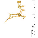 Diamond Running Deer Pendant Necklace in Gold (Yellow/Rose/White)