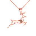 Diamond Running Deer Pendant Necklace in Gold (Yellow/Rose/White)