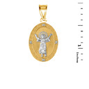 Diamond Divino Ni?¤o Jesus Oval Medallion Pendant Necklace in Two Tone Yellow Gold