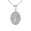 Divino Ni?¤o Jesus Oval Medallion Pendant Necklace with CZ in .925 Sterling Silver