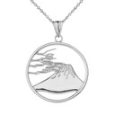 Mount Fuji Pendant Necklace in White Gold