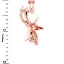 Texturized Deer Head Pendant Necklace in Rose Gold